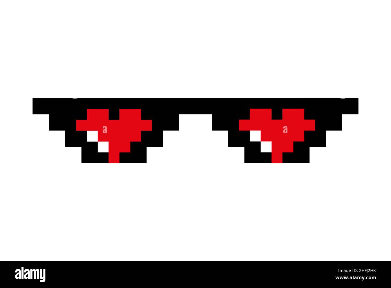 Verres de pixel avec coeurs isolés sur blanc Illustration de Vecteur