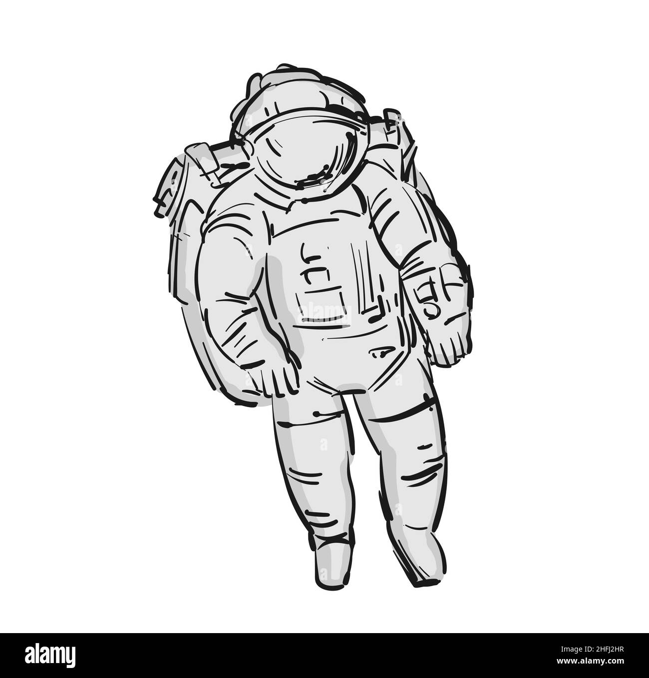 Dessin à la main d'astronaute cosmonaute. illustration spaceman Vector Illustration de Vecteur