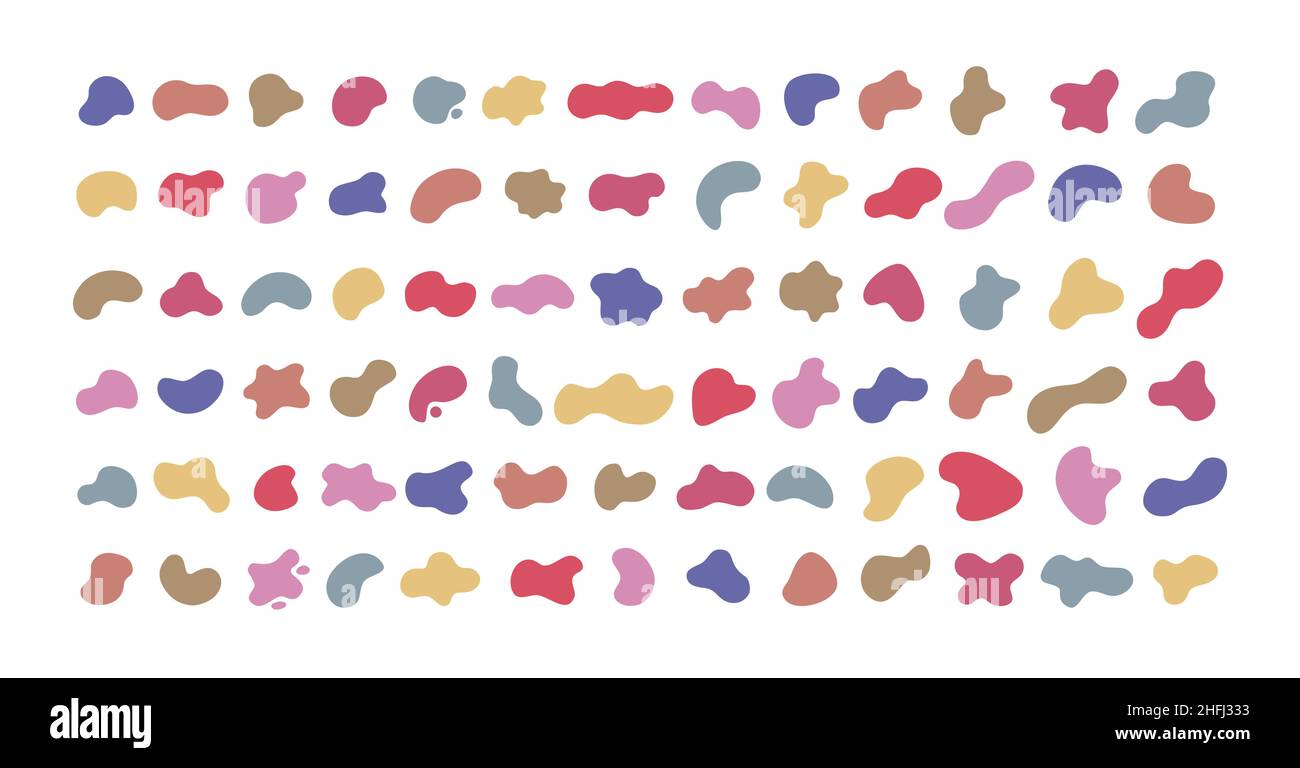 Formes liquides abstraites, blobs organiques et blotch de vecteur de forme irrégulière isolés sur fond blanc Illustration de Vecteur