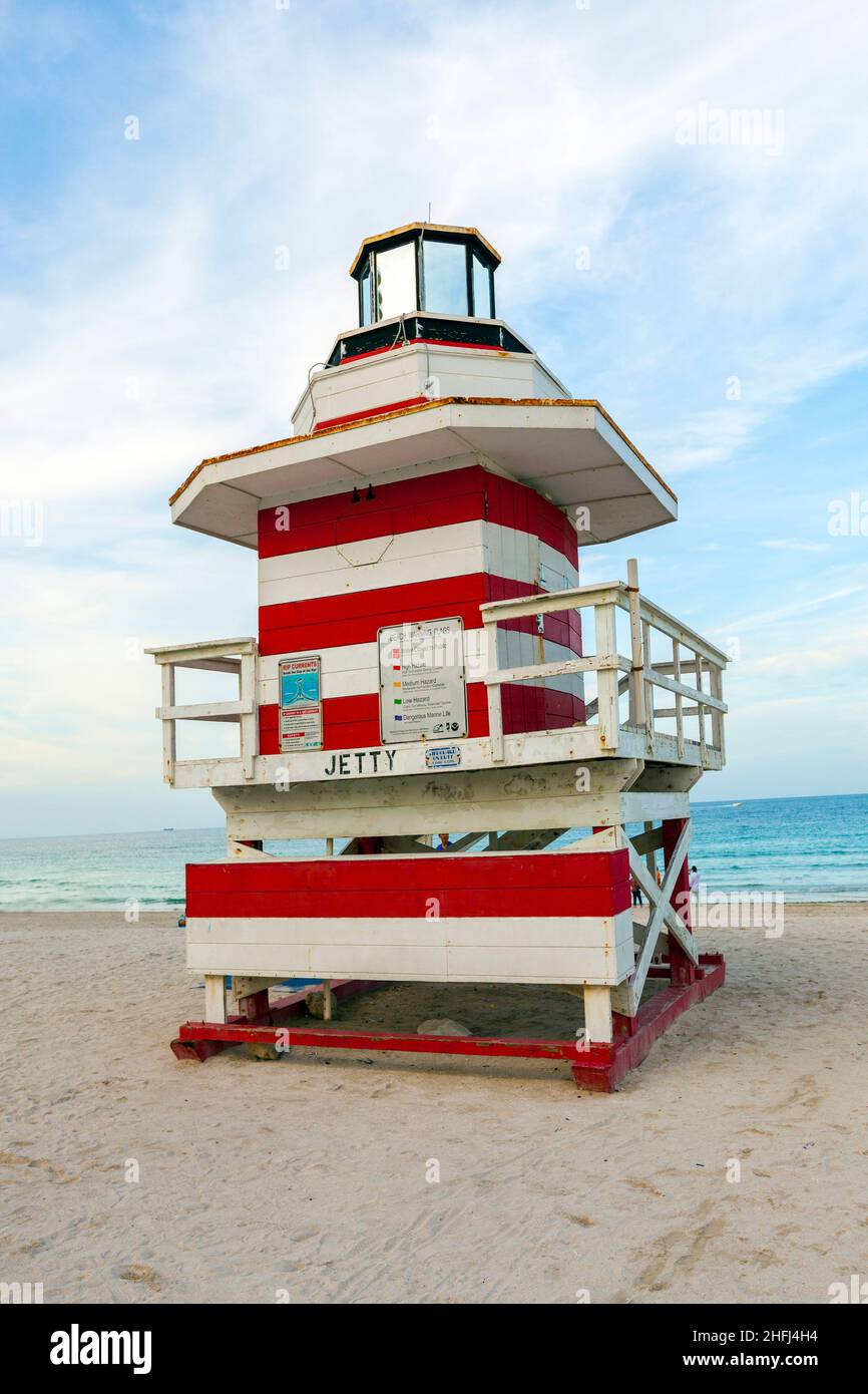 Tour de l'avant-poste des sauveteurs à South Beach, Miami, Floride Banque D'Images