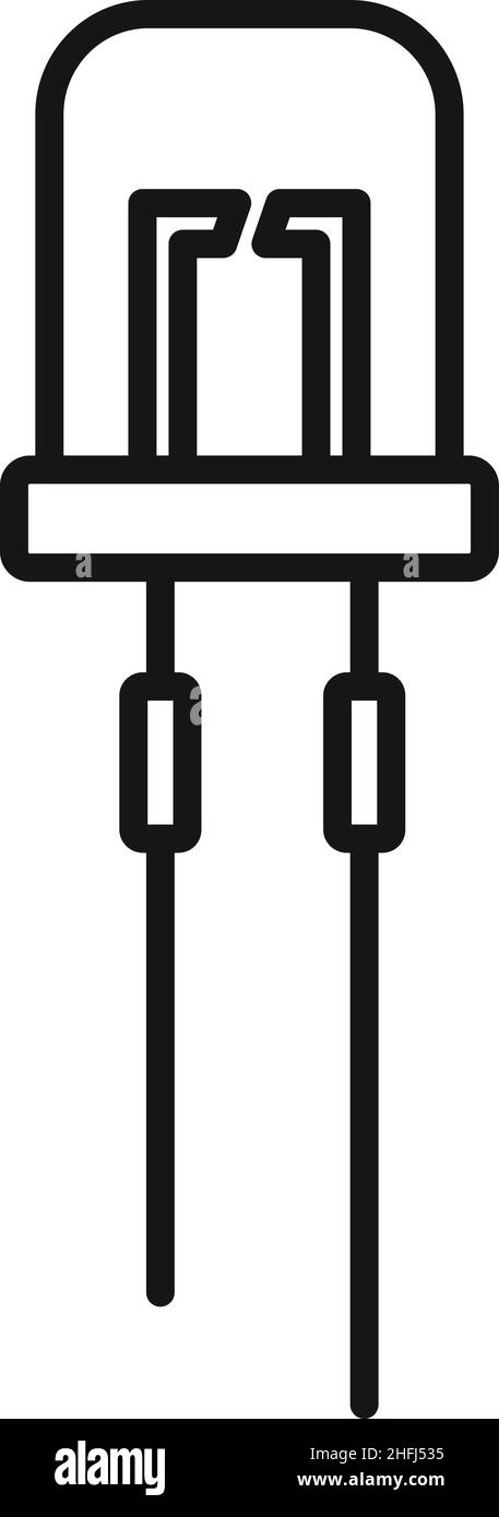Vecteur de contour d'icône de diode lumineuse.Semi-conducteur LED.Composant électrique Illustration de Vecteur