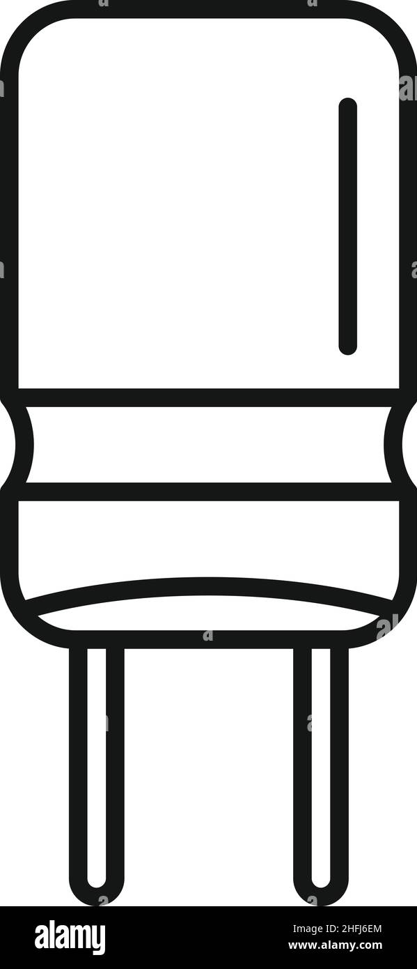 Vecteur de contour de l'icône de condensateur de transistor.Résistance électrique.Composant du circuit Illustration de Vecteur