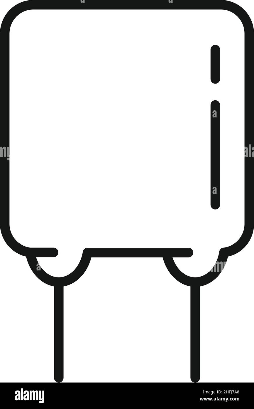 Vecteur de contour d'icône de condensateur.Composant électrique.Résistance du circuit Illustration de Vecteur