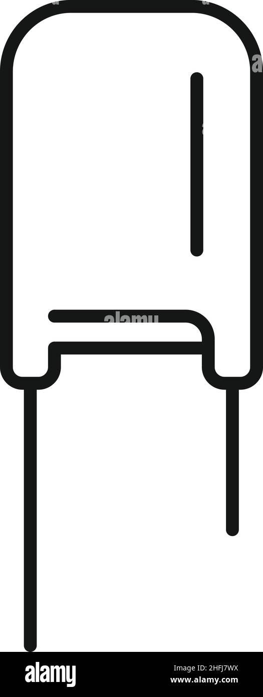 Vecteur de contour d'icône de condensateur Microchip.Composant électrique.Résistance du circuit Illustration de Vecteur