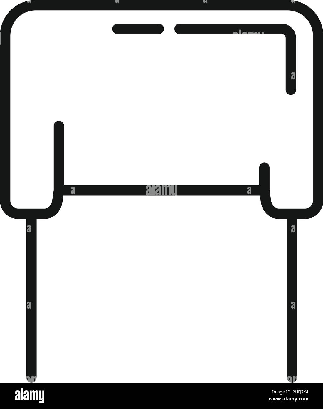 Vecteur de contour de l'icône de condensateur de courant.Résistance du circuit.Puce électronique Illustration de Vecteur