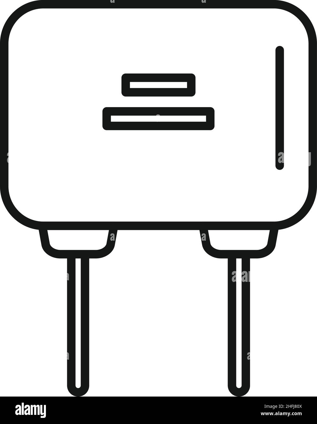 Vecteur de contour de l'icône de condensateur d'ordinateur.Résistance de composant.Puce de diode Illustration de Vecteur