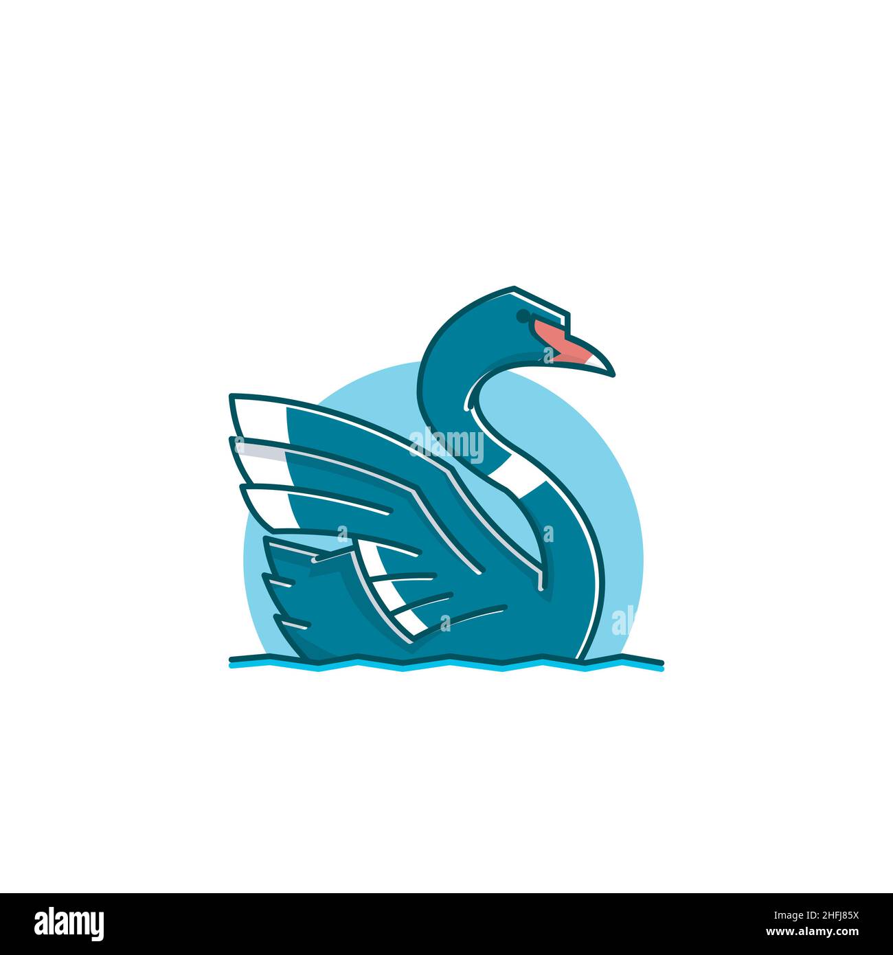 Magnifique Black Swan Goose Duck Swimming Wings Vector Cartoon Illustration de Vecteur