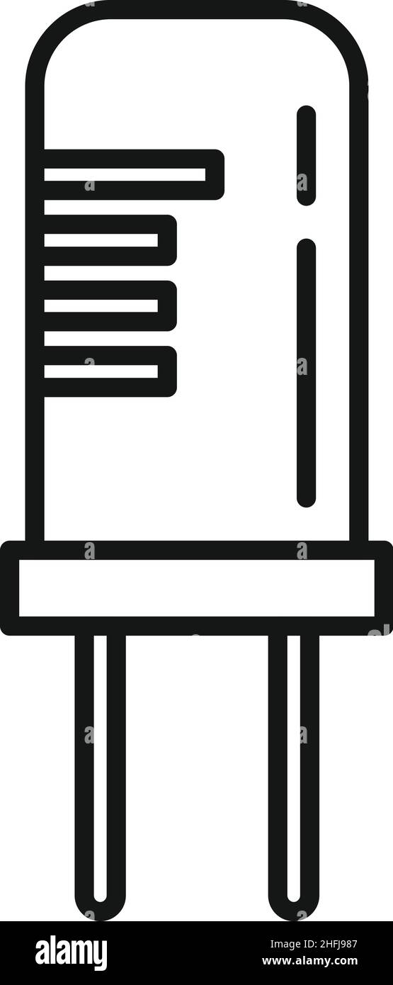 Vecteur de contour de l'icône de condensateur à puce.Composant de diode.Circuit électrique Illustration de Vecteur