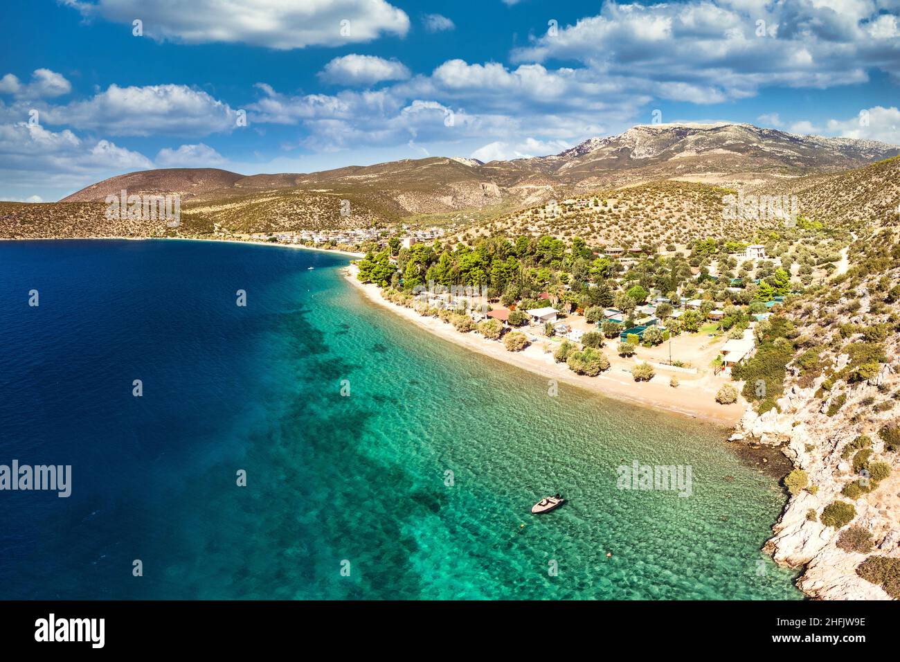 Vue aérienne de la plage Saranti, Grèce Banque D'Images