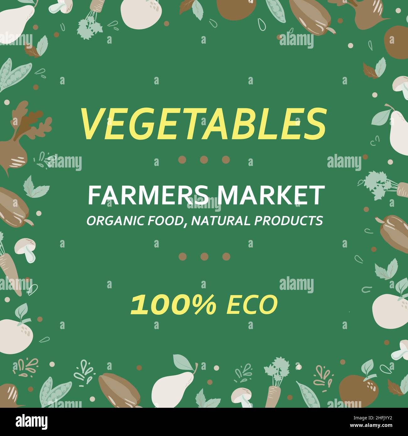 Design élégant de la circulaire, du modèle ou de la brochure Farm Fresh.Modèle maquette avec ombre.Couleurs vintage.Idéal pour les magasins naturels, les foires biologiques, les marchés écologiques a Illustration de Vecteur