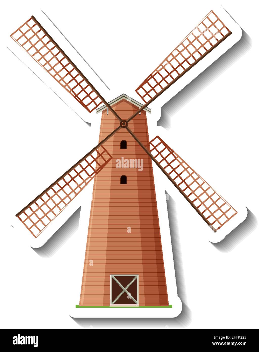 Moulin à vent isolé dans une illustration de style dessin animé Illustration de Vecteur