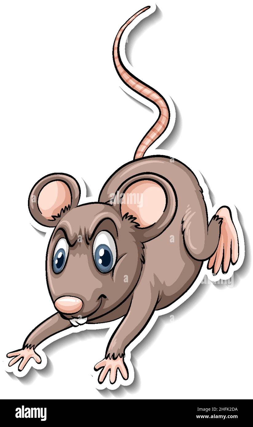 Illustration d'un autocollant de dessin animé animal de rat Illustration de Vecteur