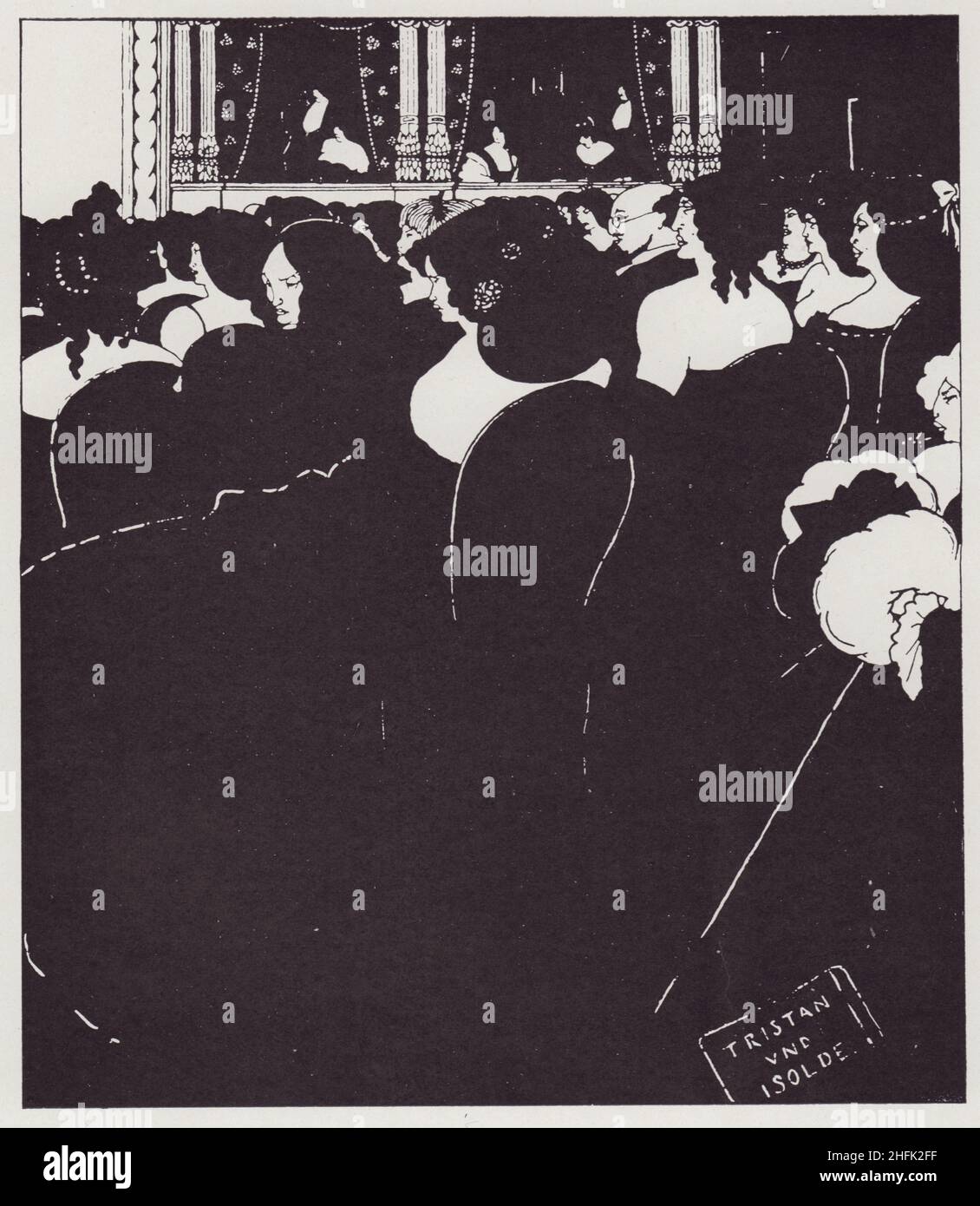 Les Wagnerites, 1894.Un public, certains avec des coiffures élaborées, dans un opéra.Un programme qui est tombé à la parole se lit 'Tristan und Isola', un opéra de Richard Wagner.'Du Livre jaune, vol. III'.Publié dans "The Best of Beardsley" édité par R. A. Walker, [The Bodley Head, London, 1948] Banque D'Images