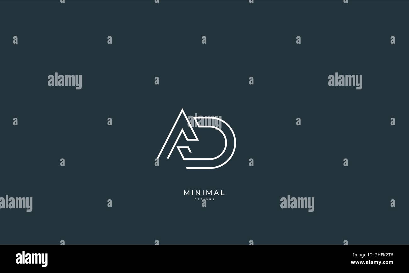Lettre alphabétique icône logo AD Illustration de Vecteur