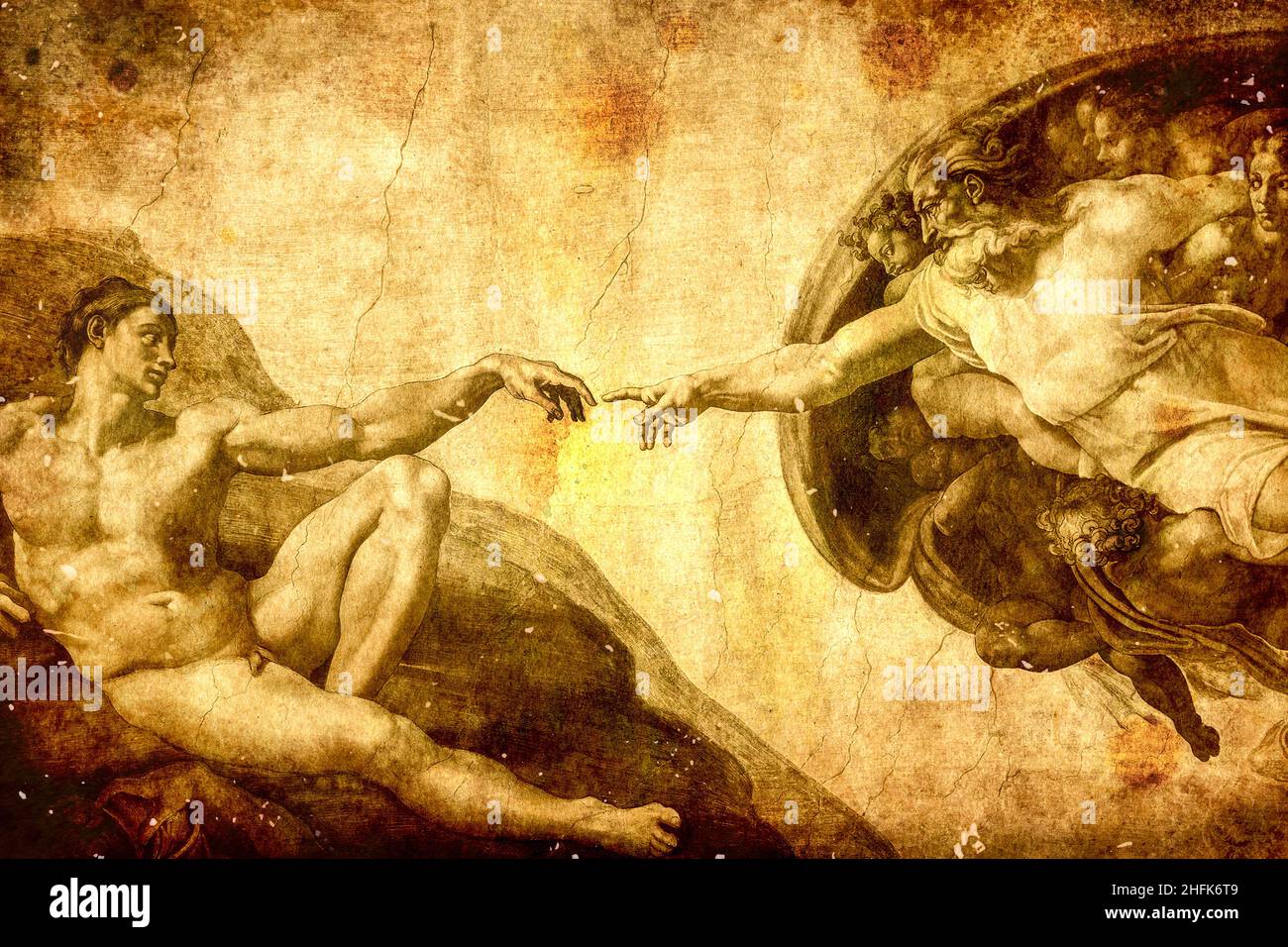 Vatican, Rome Italie Mars 08 création d'Adam par Michel-Ange Banque D'Images