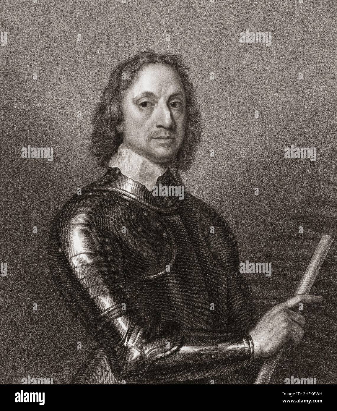 Oliver Cromwell, 1599 - 1658.Chef militaire et politicien anglais.Après une gravure de Francesco Bartolozzi. Banque D'Images