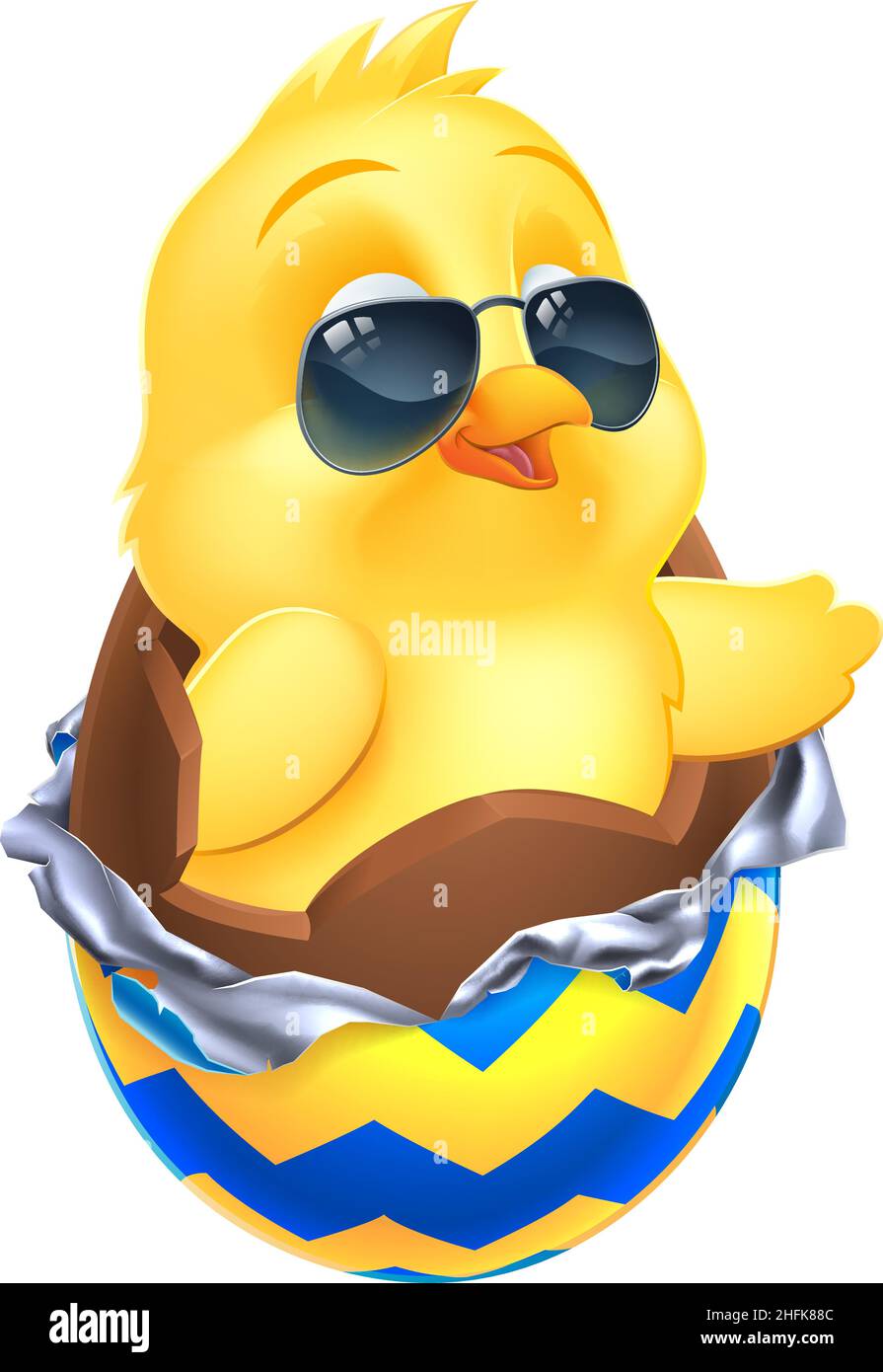 Œuf de chocolat aux oiseaux de poulet de Pâques pour bébé Illustration de Vecteur
