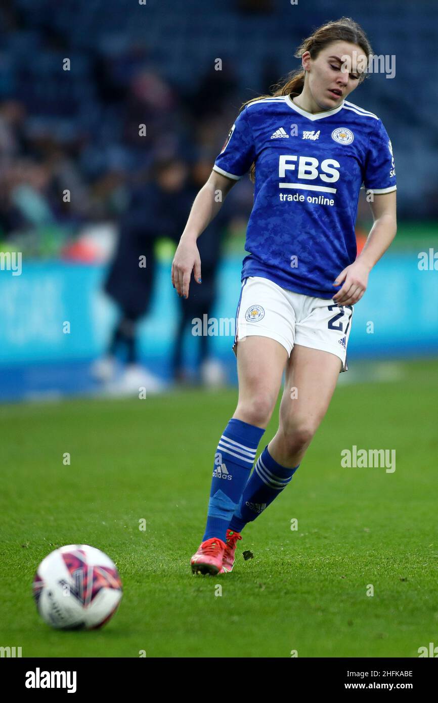 LEICESTER, ROYAUME-UNI.JAN 16th Shannon O'Brien de Leicester City photographiée avec le ballon lors du match de la Super League féminine de Barclays FA entre Leicester City et Brighton et Hove Albion au King Power Stadium, Leicester, le dimanche 16th janvier 2022.(Crédit : Kieran Riley | INFORMATIONS MI) crédit : INFORMATIONS MI et sport /Actualités Alay Live Banque D'Images