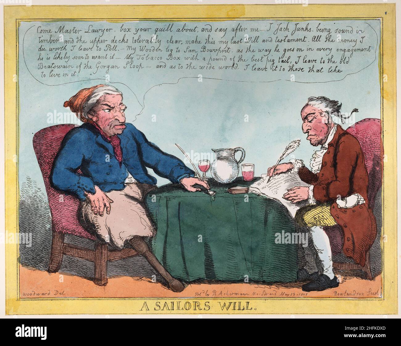 Une volonté des marins.Artiste : Thomas Rowlandson (1756-1827) artiste et caricaturiste anglais de l'ère géorgienne.Observateur social, il était un artiste prolifique et un imprimeur.Crédit : Thomas Rowlandson/Alamy Banque D'Images
