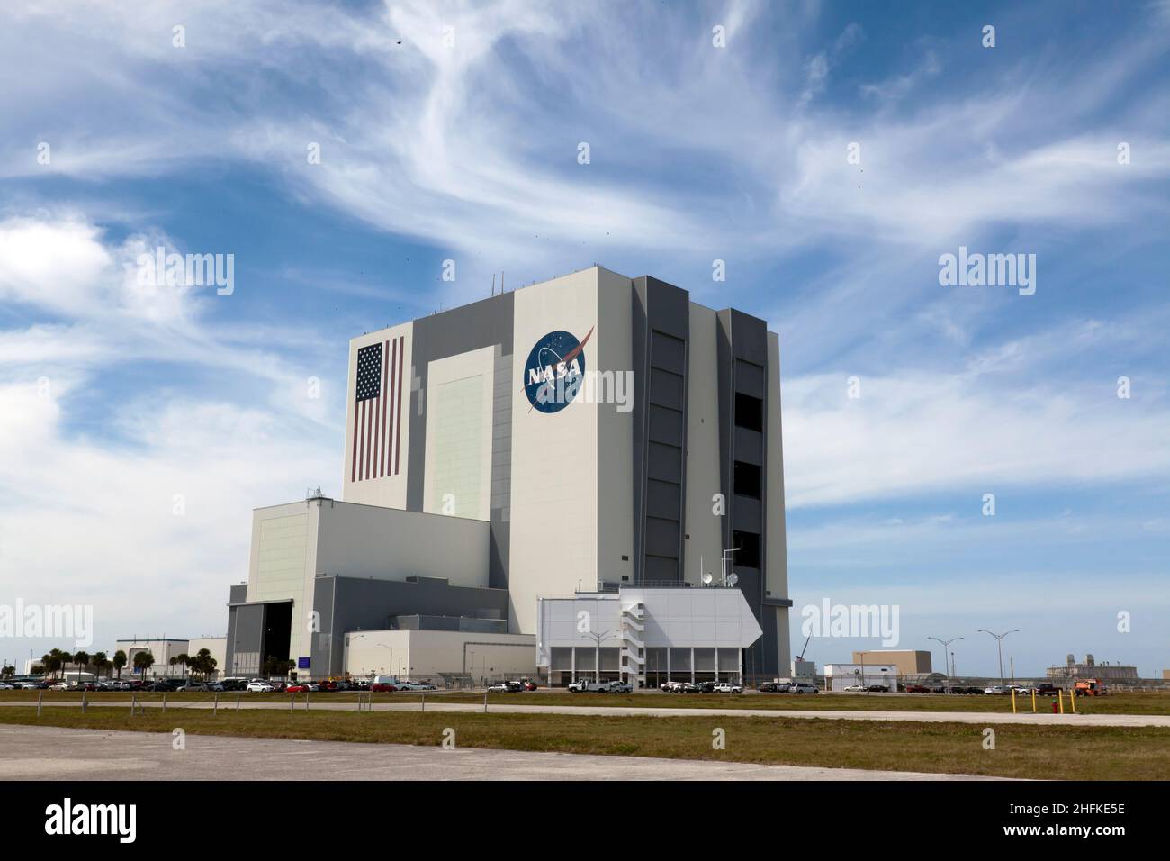 Le bâtiment de l'assemblage du véhicule, au Kennedy Space Center de la NASA, à Merritt Island, en Floride, aux États-Unis Banque D'Images