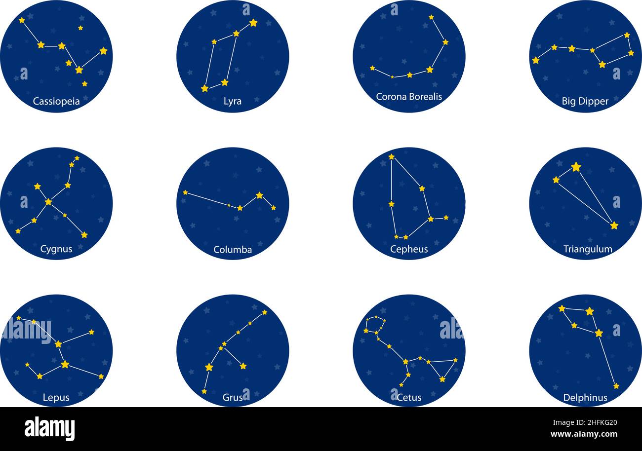 Constellations sur fond bleu rond, illustration vectorielle Illustration de Vecteur