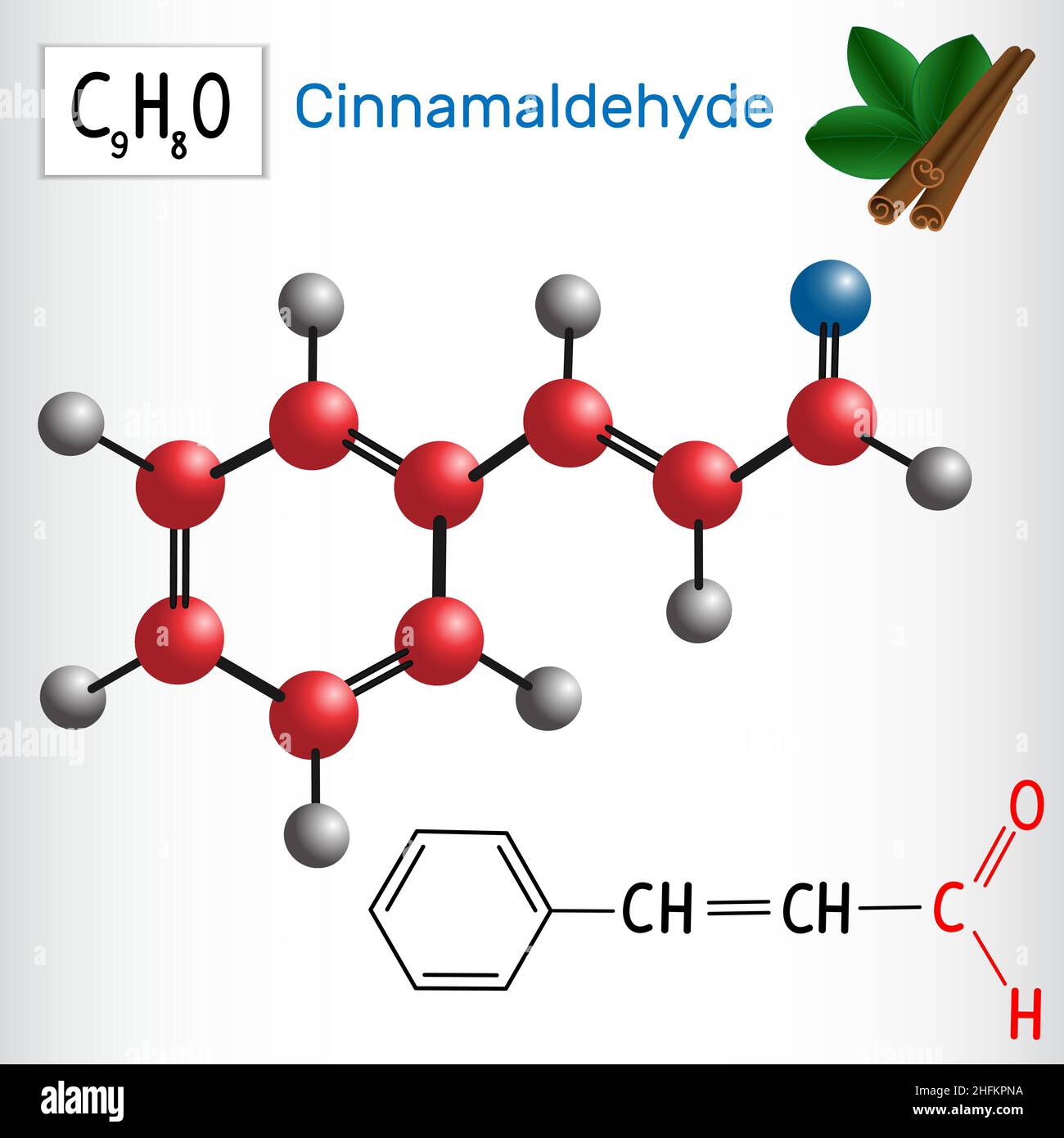 Cinnamaldéhyde (aldéhyde cinnamique).Aldéhydes dans la nature.Illustration vectorielle Illustration de Vecteur