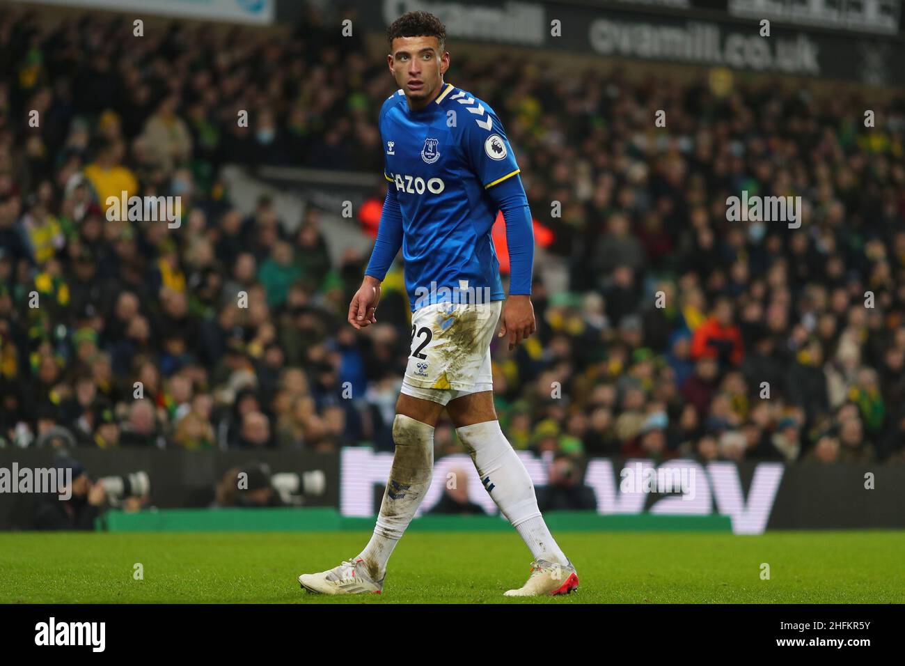 Ben Godfrey d'Everton - Norwich City et Everton, Premier League, Carrow Road, Norwich, Royaume-Uni - 15th janvier 2022 usage éditorial exclusif - des restrictions DataCo s'appliquent Banque D'Images