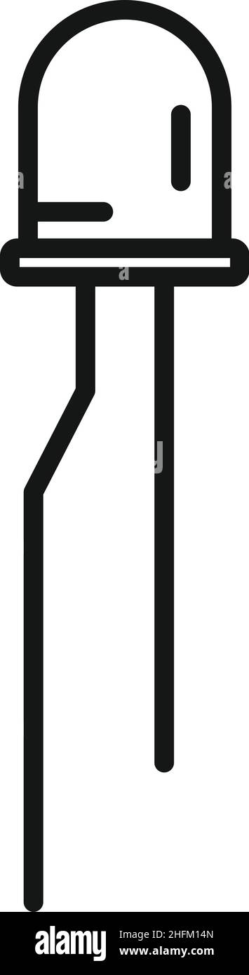 Vecteur de contour d'icône de diode émettrice.Semi-conducteur LED.Alimentation électrique Illustration de Vecteur