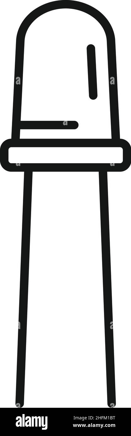 Vecteur de contour d'icône de diode d'énergie.Semi-conducteur léger.Alimentation électrique Illustration de Vecteur