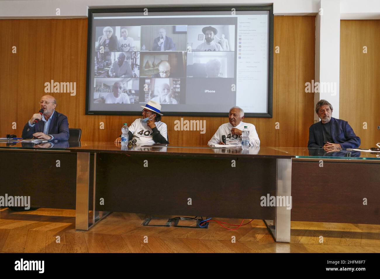 Cecilia Fabiano/Lapresse 09 juin 2020 Rome (Italie) Actualités Conférence de presse sur le droit d'auteur dans le pic: Stefano Mannucci , Al Bano , Mogol , Andrea Purgatori Banque D'Images