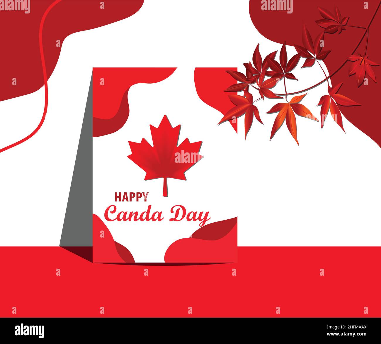 Joyeux fête du Canada avec l'illustration vectorielle de la carte de vœux à feuilles d'érable.Design moderne minimaliste Illustration de Vecteur