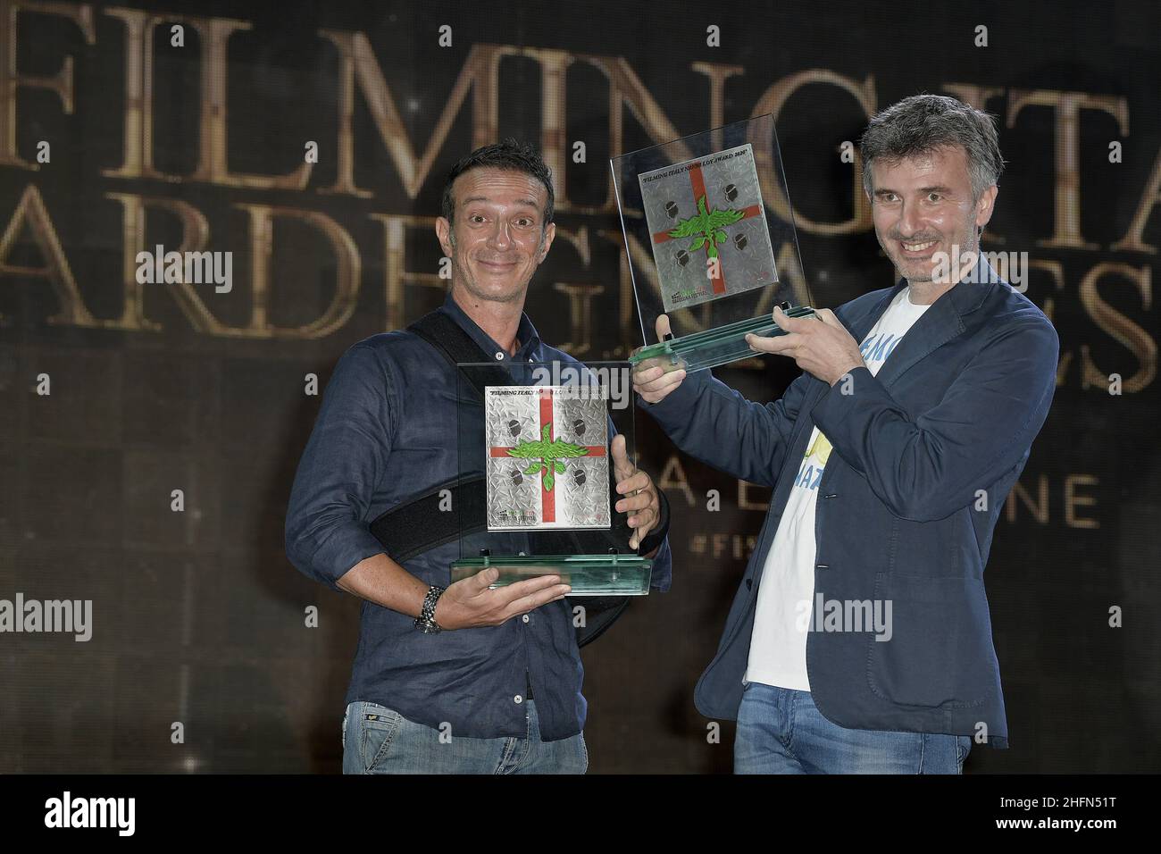 Appel "film Italie Sardegna Festival" - 3a edizione - jour 5.Nella foto:Salvatore Ficarra et Valentino Picone photo Lapresse - Fabio Ferrari 27 juillet 2020 Cagliari, Italie Entertainment appel photo "Filming Italy Sardegna Festival" - édition 3rd - jour 5.Dans la photo: Salvatore Ficarra et Valentino Picone Banque D'Images