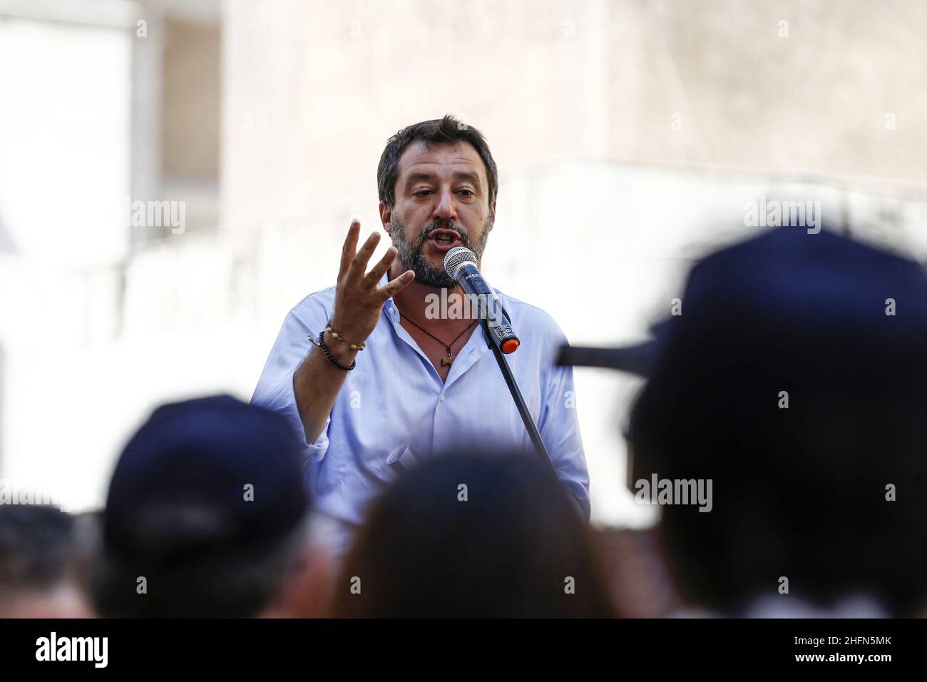 Cecilia Fabiano/Lapresse 29 juillet 2020 Rome (Italie) Actualités: Démonstration de consultants ouvriers dans le pic : Matteo Salvini Banque D'Images