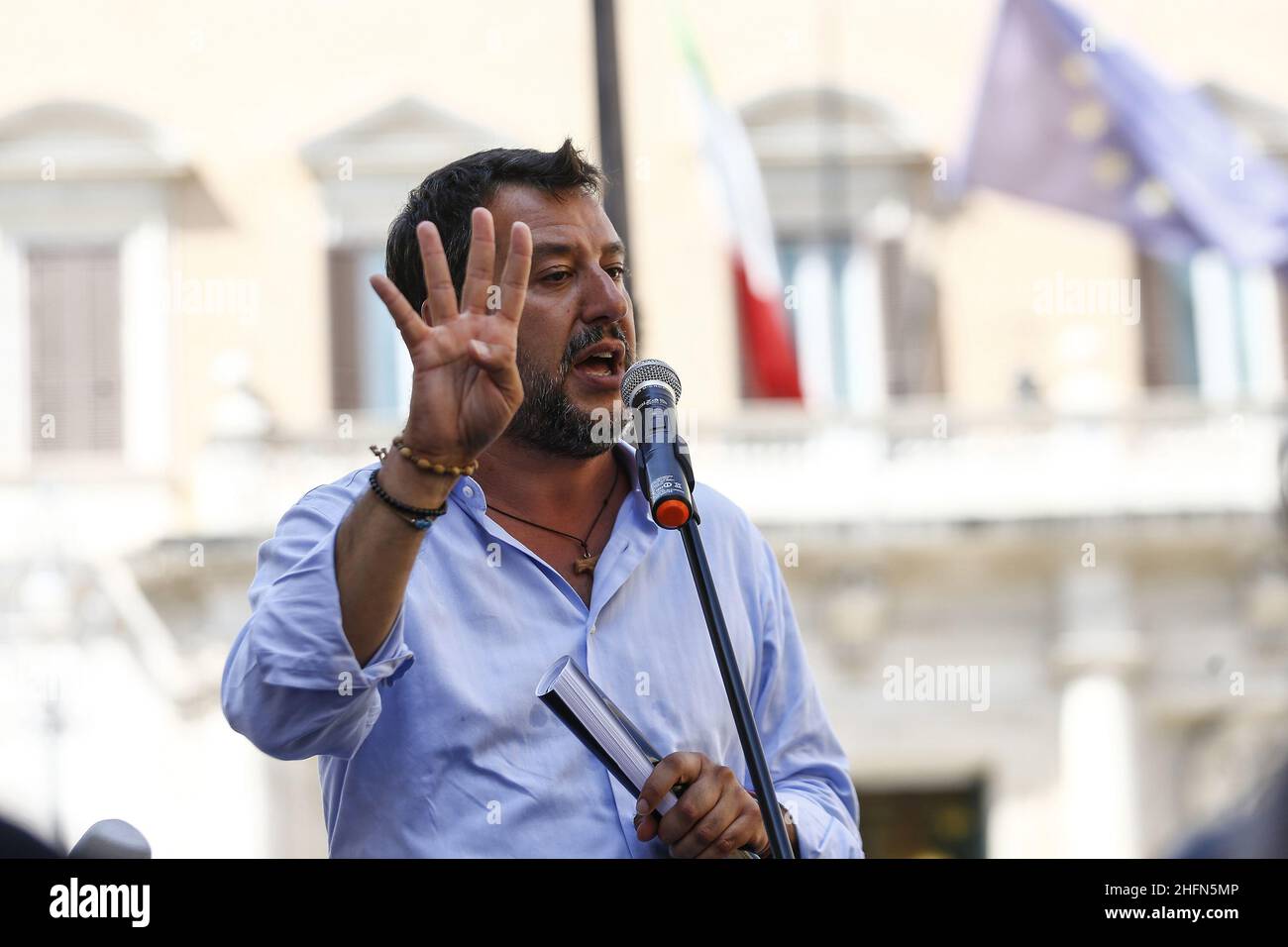 Cecilia Fabiano/Lapresse 29 juillet 2020 Rome (Italie) Actualités: Démonstration de consultants ouvriers dans le pic : Matteo Salvini Banque D'Images