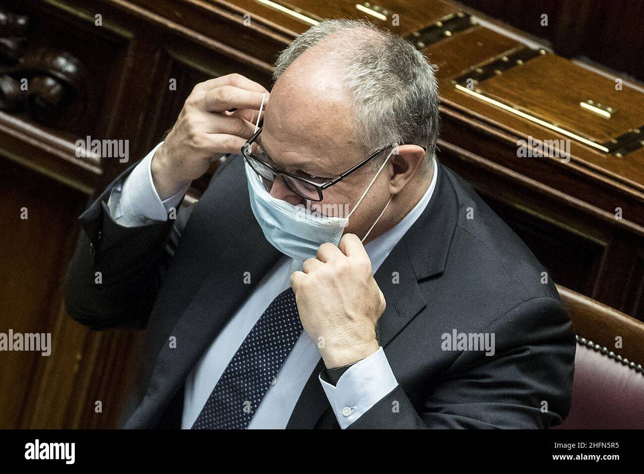 Roberto Monaldo / Lapresse 29-07-2020 Rome (Italie) Chambre des députés - mesures d'écart budgétaire dans le pic Roberto Gualtieri Banque D'Images