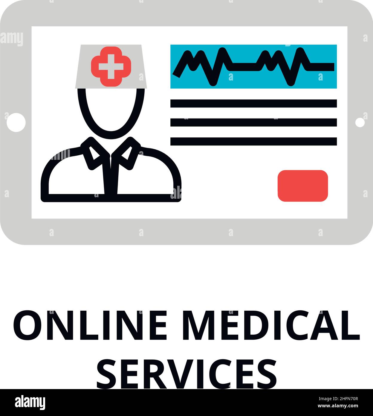 Illustration vectorielle de conception de ligne moderne et modifiable, concept d'icône de services médicaux en ligne, pour la conception graphique et Web Illustration de Vecteur