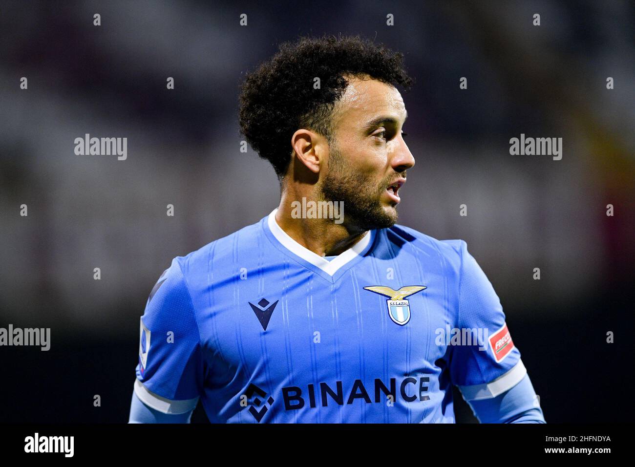 Felipe Anderson de SS Lazio regarde pendant la série Un match entre les Etats-Unis Salerntana 1919 et Lazio au Stadio Arechi, Salerno, Italie, le 15 janvier 202 Banque D'Images