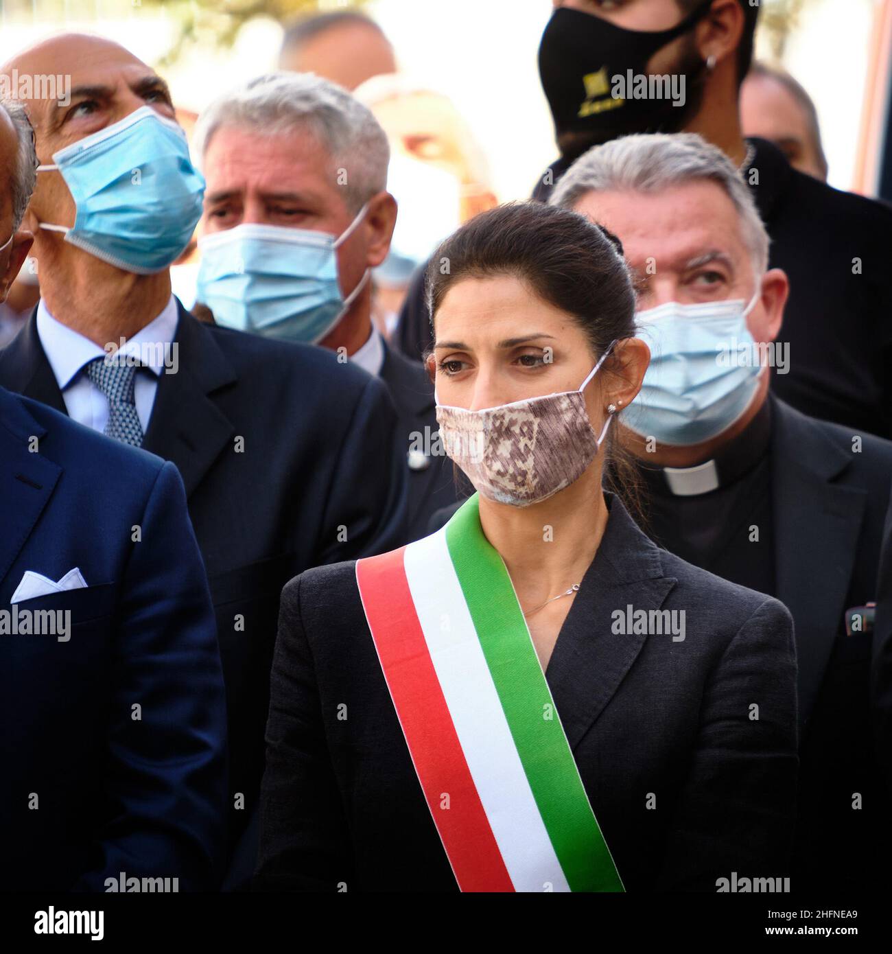Mauro Scrobogna /Lapresse 01 septembre 2020 et#xA0; Rome, Italie Actualités inauguration de la salle d'urgence du campus bio-médical sur la photo : le maire de Rome, Virginia Raggi Banque D'Images