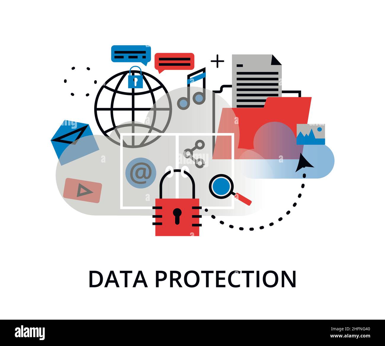 Illustration vectorielle moderne à lignes fines plates, concept graphique de sécurité Internet, protection réseau et paiement en ligne sécurisé pour graphique Illustration de Vecteur Illustration vectorielle moderne à lignes fines plates, concept graphique de sécurité Internet, protection réseau et paiement en ligne sécurisé pour graphique Illustration de Vecteur