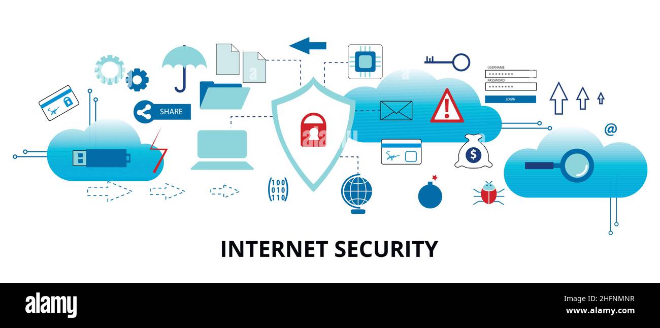 Illustration vectorielle de conception fine et plate moderne, concept infographique de sécurité Internet et de protection du réseau, pour la conception graphique et Web Illustration de Vecteur Illustration vectorielle de conception fine et plate moderne, concept infographique de sécurité Internet et de protection du réseau, pour la conception graphique et Web Illustration de Vecteur