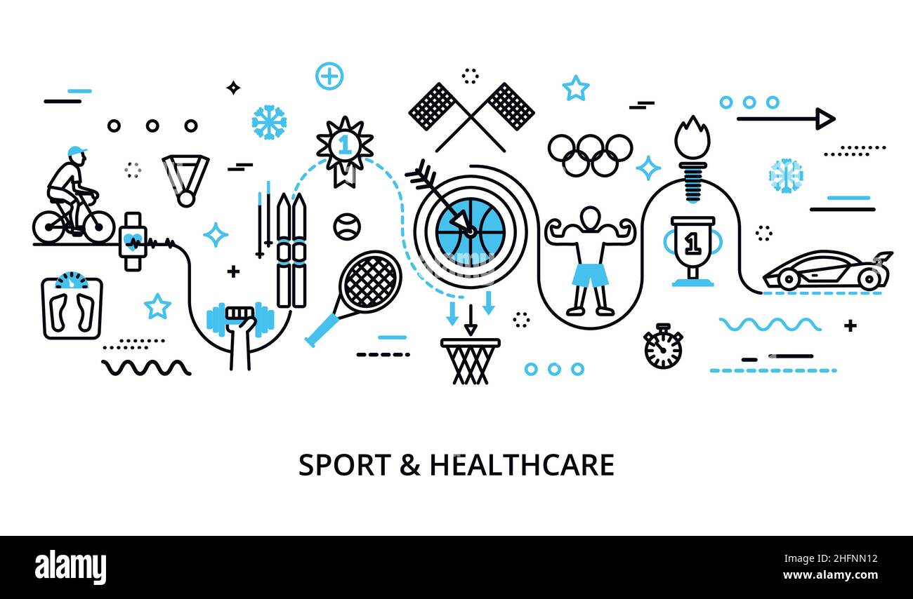 Design moderne plat fin dessin vectoriel illustration, concept de sport, de style de vie sain et de loisirs, pour le graphisme et le web design Illustration de Vecteur