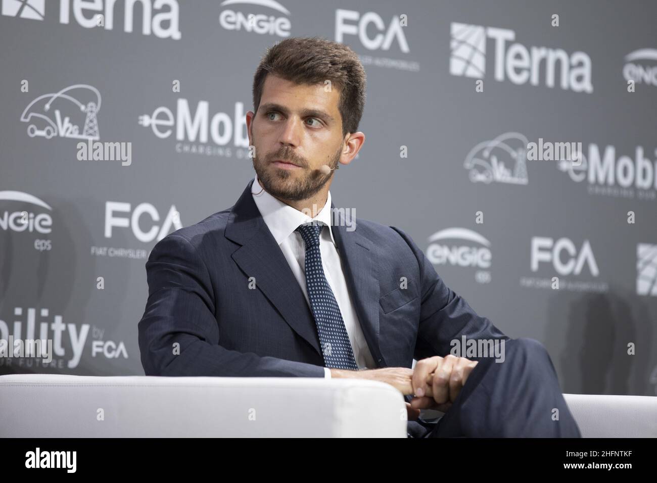 Lapresse/Andrea Alfano 14 septembre 2020 Turin (Italie) Automotive FCA Vehicle-to-Grid dans la photo: Lodovico Cavazza Isolani Gestionnaire du programme e-Mobility Region EMEA FCA Banque D'Images