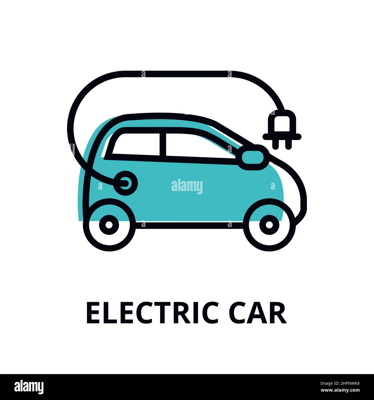 Icône de design plat et moderne, illustration vectorielle, infographie sur le concept de l'énergie alternative.Icône de voiture électrique pour le graphisme et le web design Illustration de Vecteur