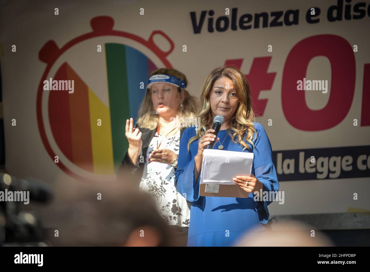 Claudio Furlan - Lapresse 10 octobre 2020 Milano (Italie) News ora Basta!Manifestation organisée par des mouvements de droits lgbt pour l'approbation de la loi Zan sur la transphobie Banque D'Images