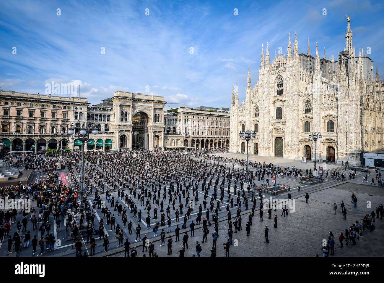 Claudio Furlan - Lapresse 10 octobre 2020 Milano (Italie) démonstration des travailleurs du divertissement Bauli sur la Piazza Banque D'Images