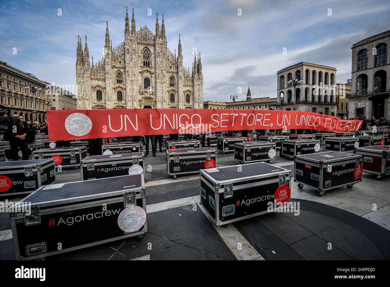 Claudio Furlan - Lapresse 10 octobre 2020 Milano (Italie) démonstration des travailleurs du divertissement Bauli sur la Piazza Banque D'Images