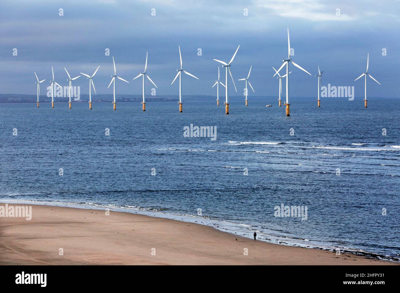 Le parc éolien offshore de Teesside à Redcar, dans le nord-est de l'Angleterre.Photo: Stuart Boulton. Banque D'Images