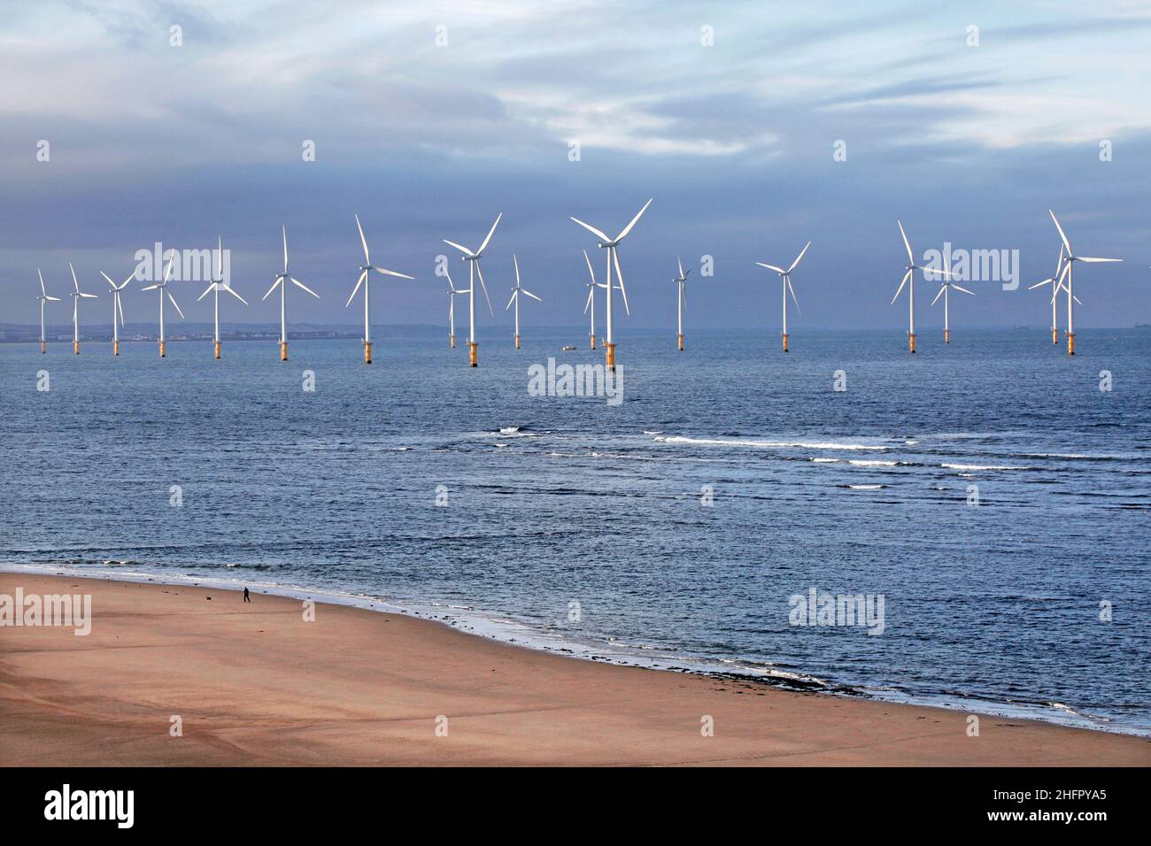 Le parc éolien offshore de Teesside à Redcar, dans le nord-est de l'Angleterre.Photo: Stuart Boulton. Banque D'Images