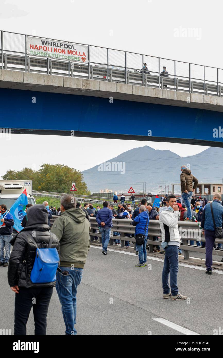 Fabio Sasso/Lapresse 28 octobre 2020 Naples, Itay News Whirlpool cessera sa production à l'usine de Naples 31 octobre dans le cadre du pic: Protestation des travailleurs Banque D'Images