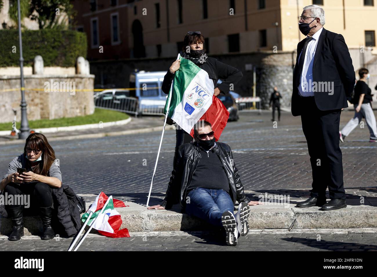 Cecilia Fabiano/Lapresse 28 octobre 2020 Roma (Italie) Actualités : démonstration de cabdrivers privés dans le pic : la démonstration dans la via Petroselli Banque D'Images